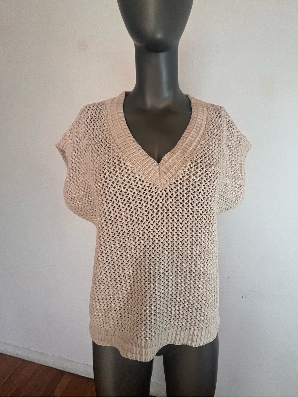 Joie Light Taupe Knit Sweater with Metallic Thread